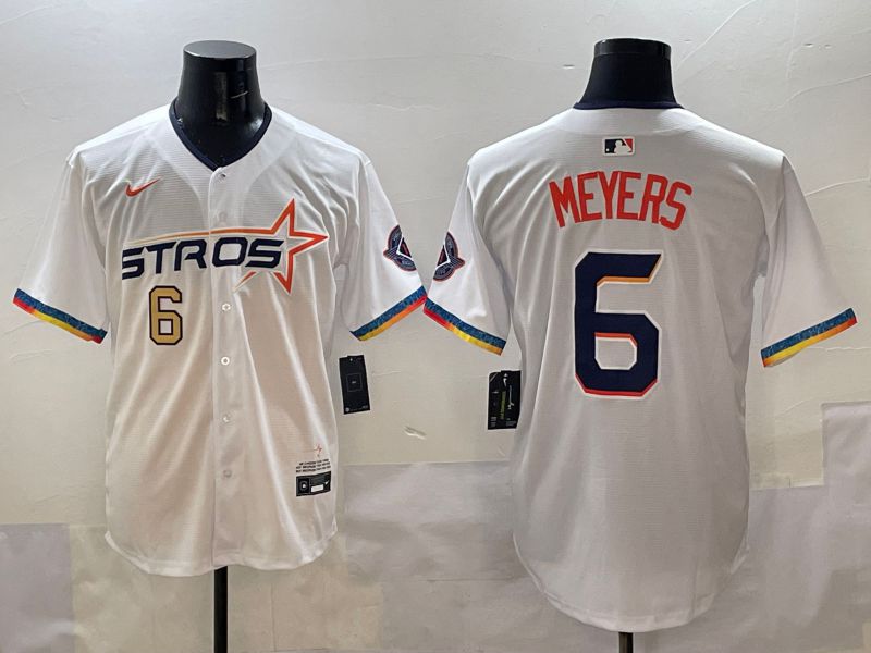 Men Houston Astros 6 Meyers White Four generations Joint Name 2025 Nike MLB Jersey style 3
